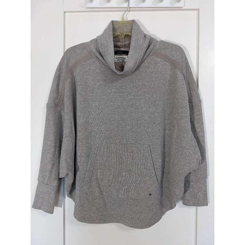 Prana Cowl Neck Poncho Sweatshirt Womens Small Oatmeal Beige‎ Oversized Boxy